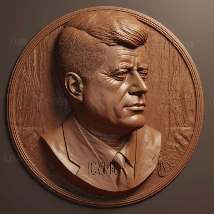 John F Kennedy 3 stl model for CNC